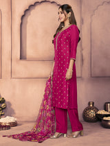 Magenta luminous zari festive pant suit for women