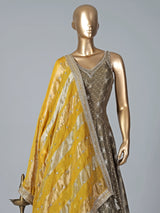 Mehndi green silk anarkali suit
