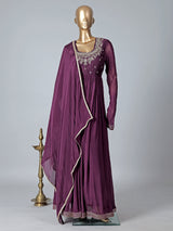 Traditional wine georgette anarkali suit