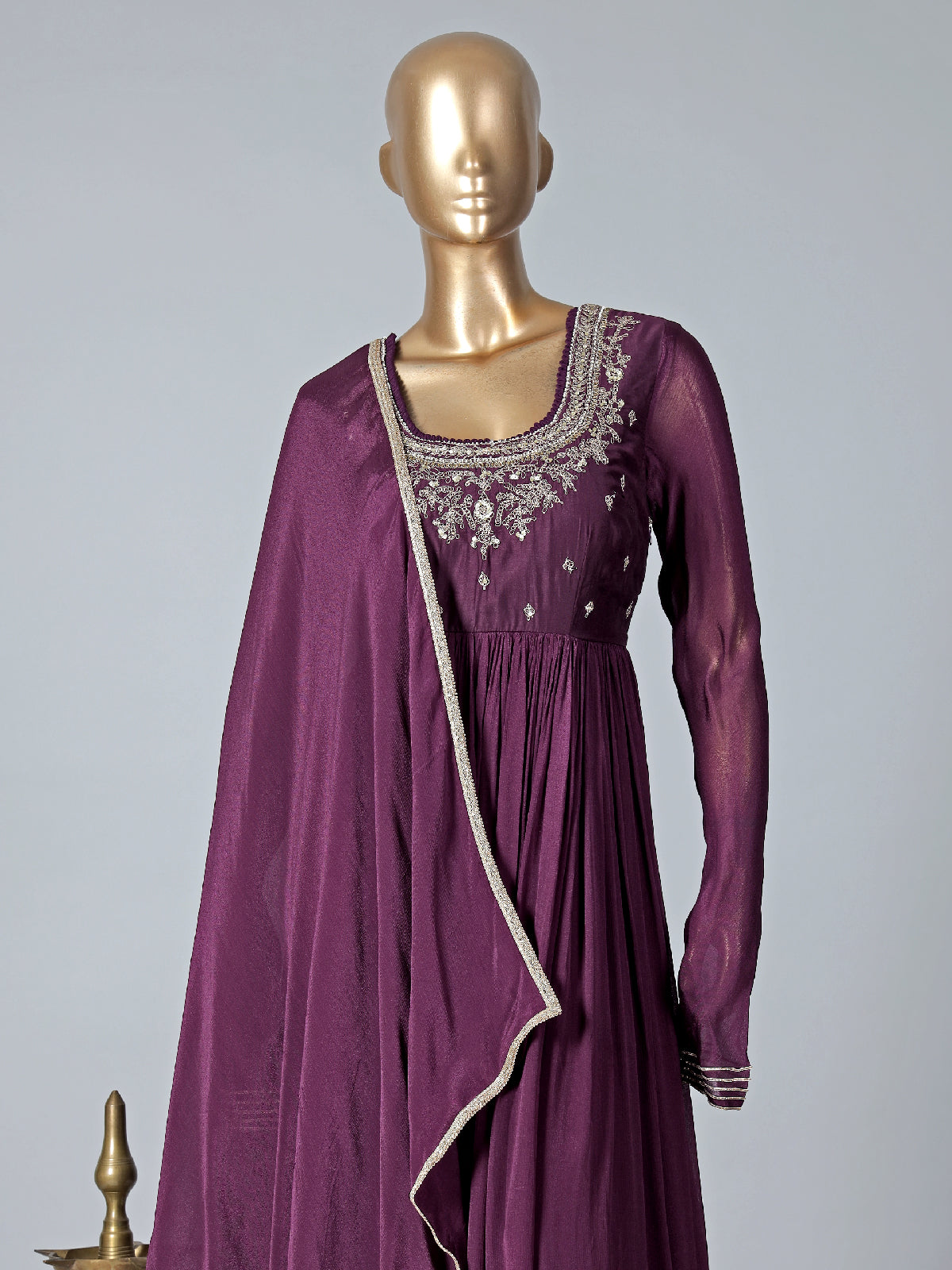 Traditional wine georgette anarkali suit