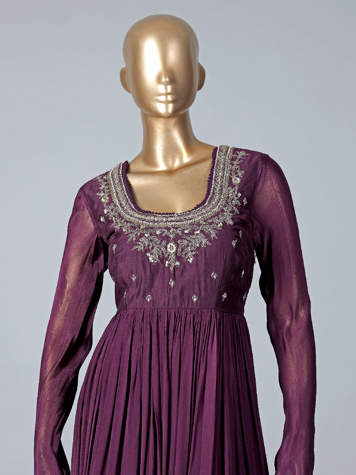 Traditional wine georgette anarkali suit