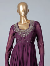 Traditional wine georgette anarkali suit