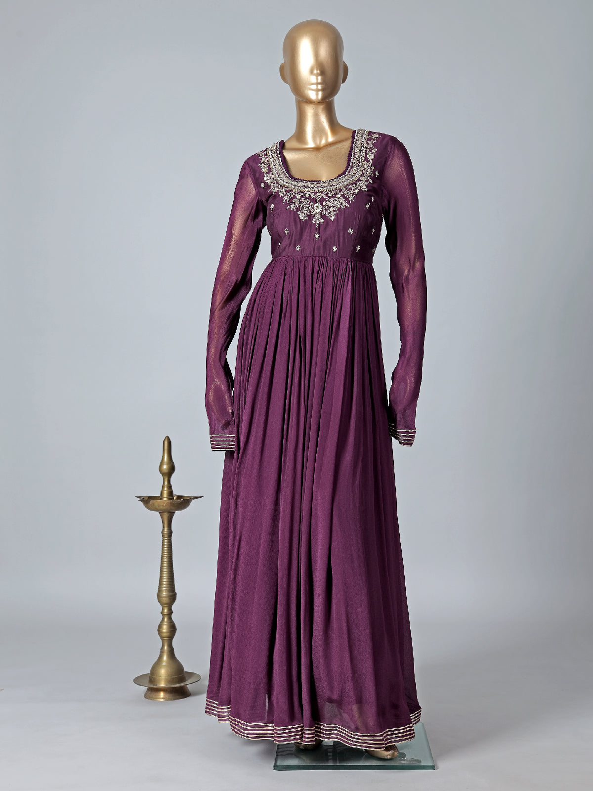 Traditional wine georgette anarkali suit