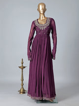 Traditional wine georgette anarkali suit