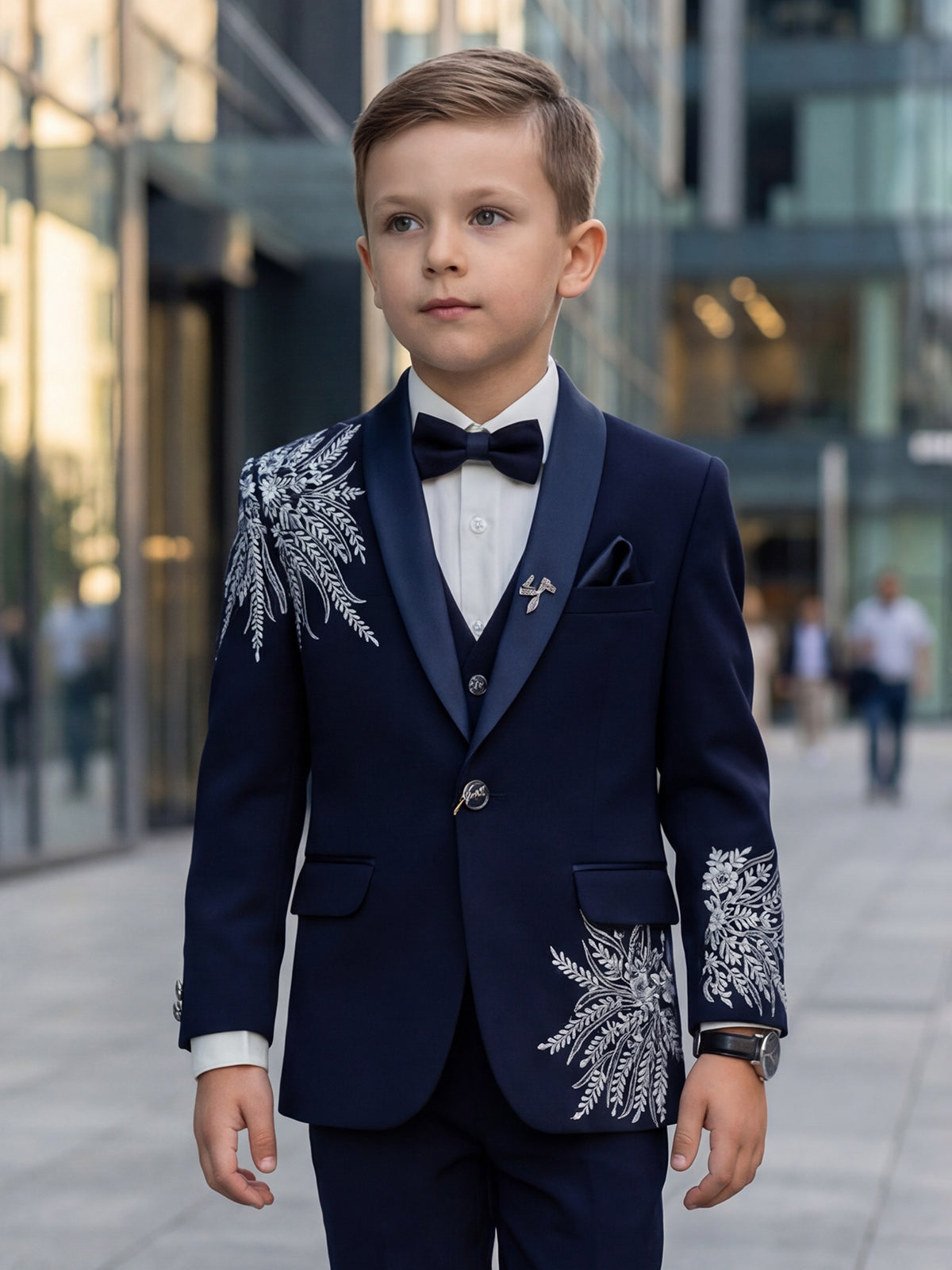 Navy reception wear terry rayon coat suit for boys