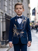 Rama blue terry rayon coat suit with rich cutdana and sequins work