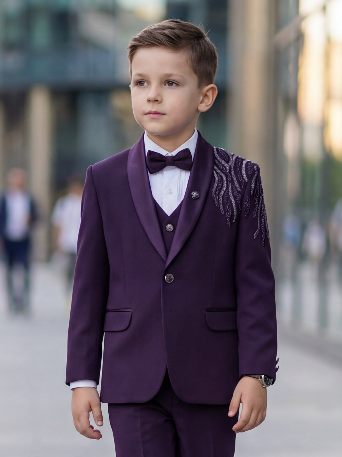 Wine terry rayon coat suit with cutdana work