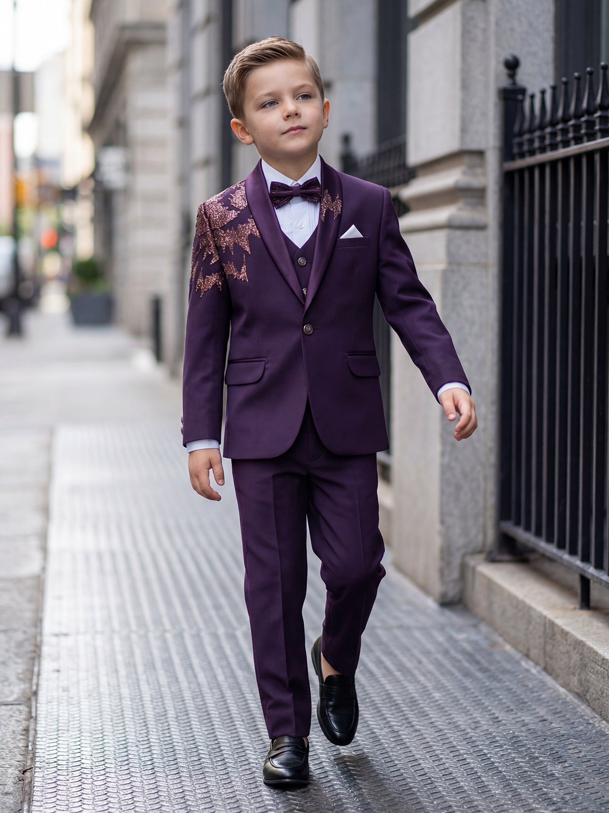 Wine terry rayon coat suit with modern shawl lapel collar