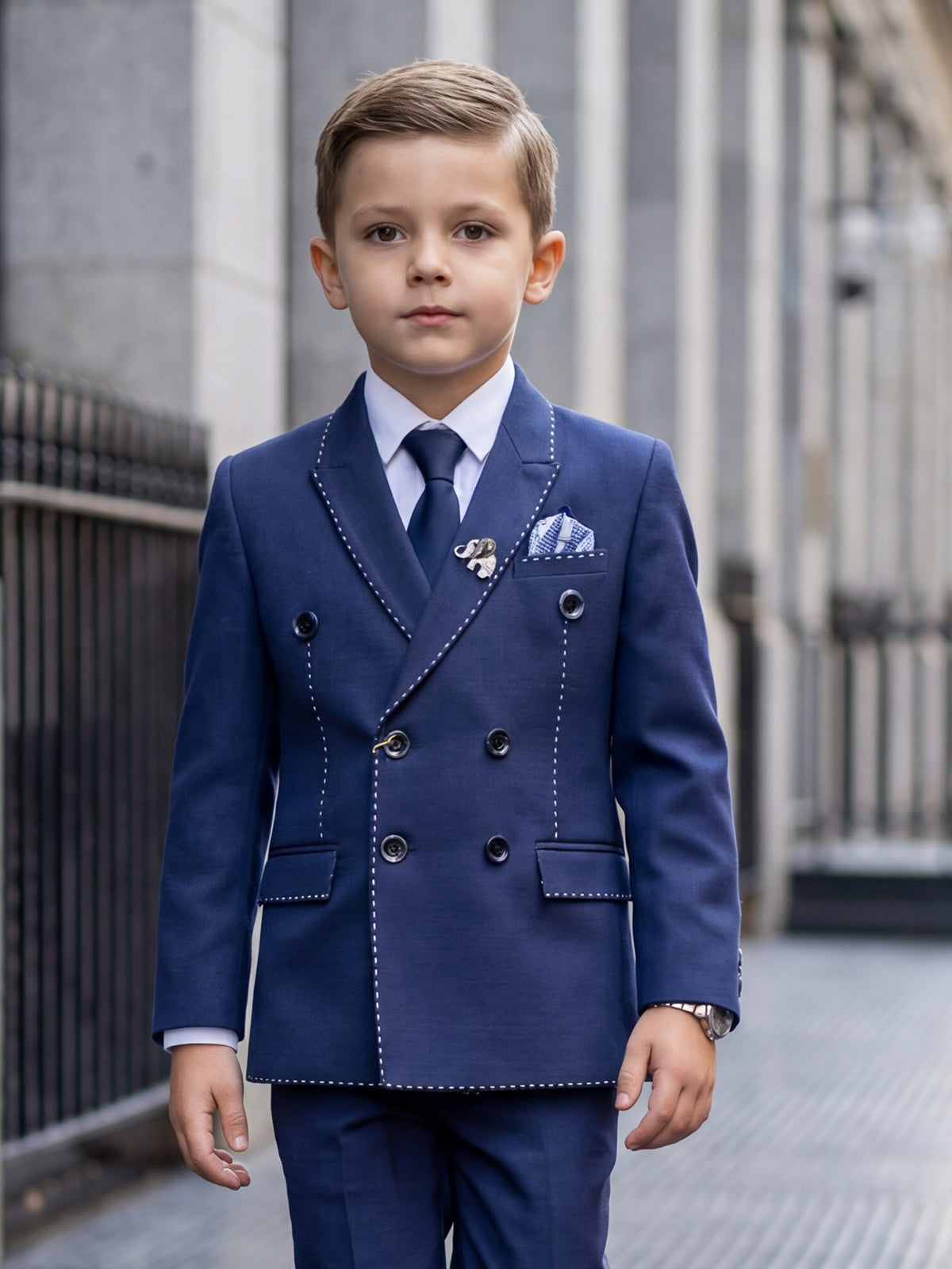 Blue terry rayon coat suit for boys