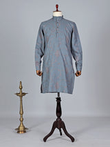 Grey cotton silk embroidery kurta suit