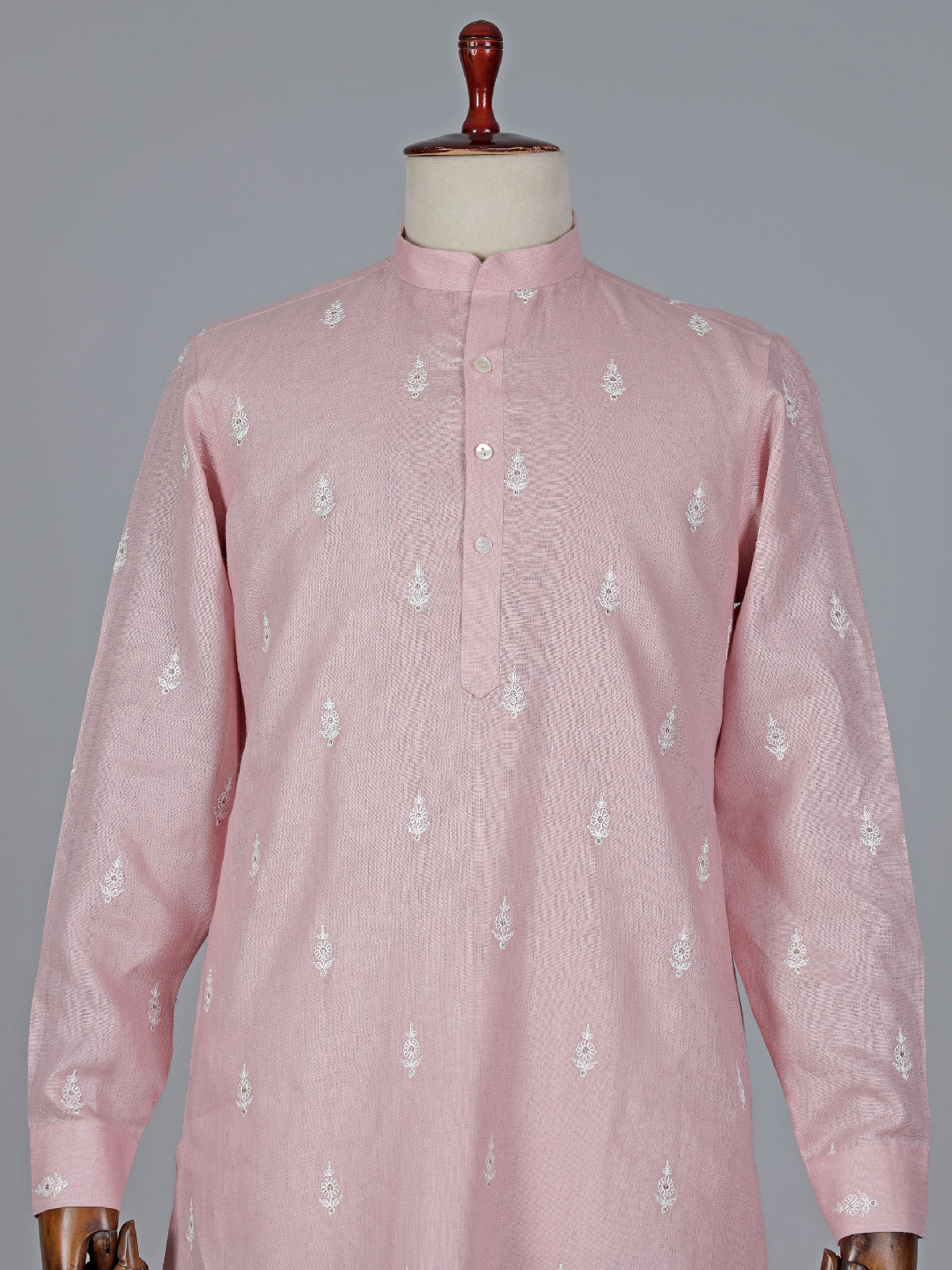 Traditional light pink cotton kurta suit