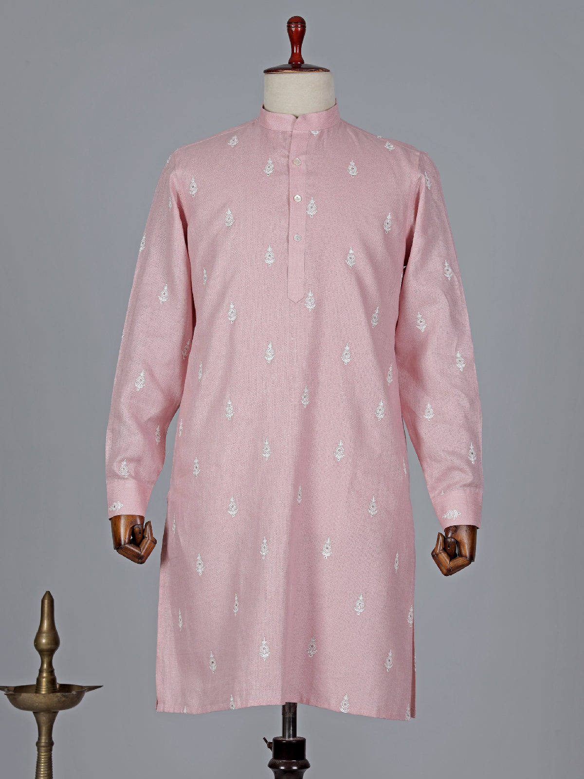 Traditional light pink cotton kurta suit