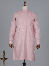 Traditional light pink cotton kurta suit