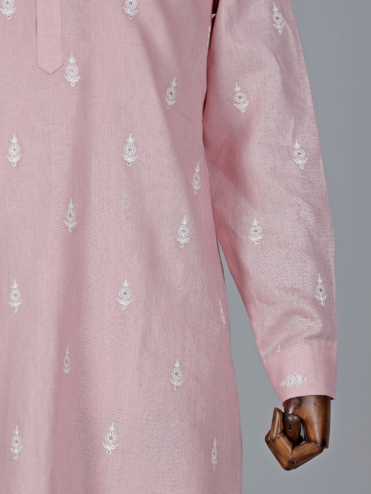 Traditional light pink cotton kurta suit