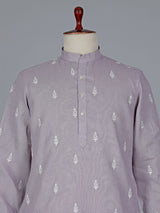 Lilac purple cotton festive kurta suit