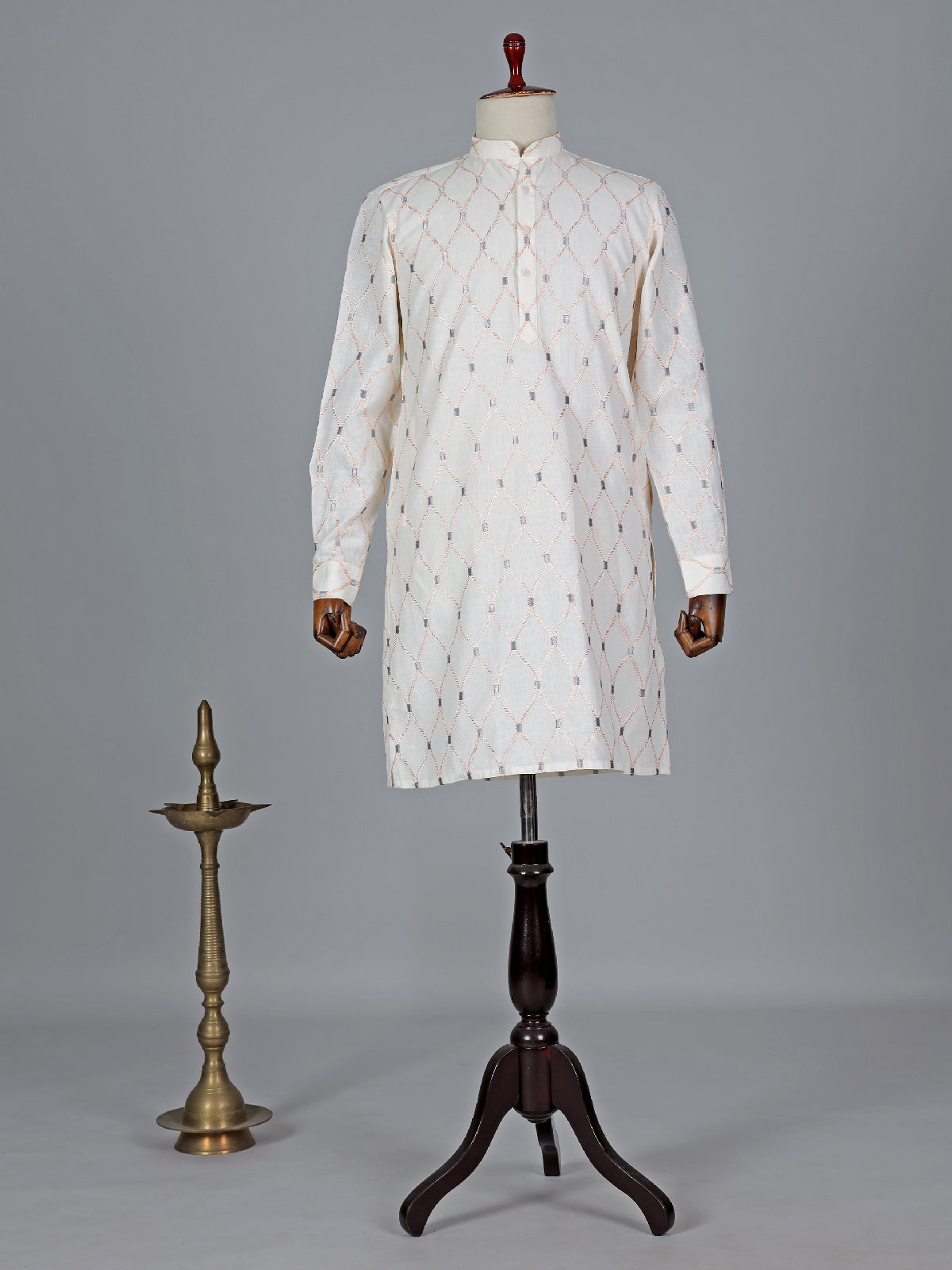 Cotton festival wear light peach kurta suit