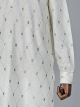 Pista green cotton embroidery kurta suit for mens