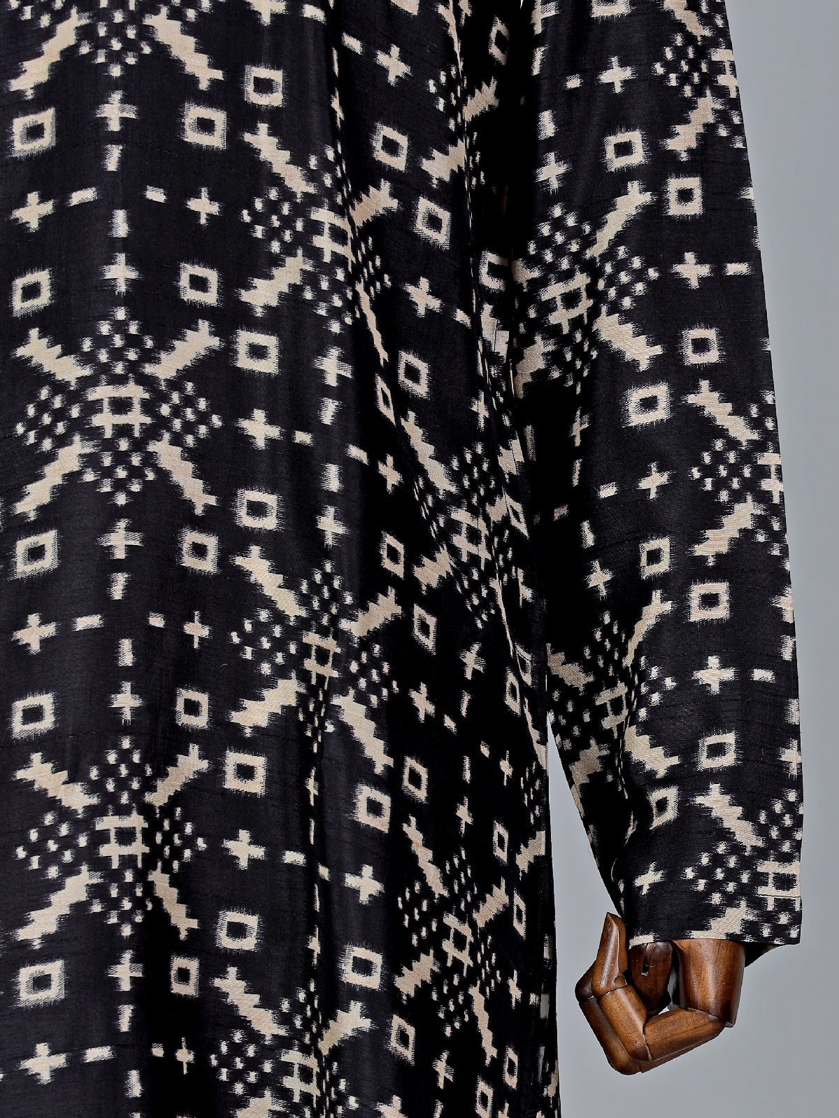 Black printed cotton kurta suit for mens festive wear