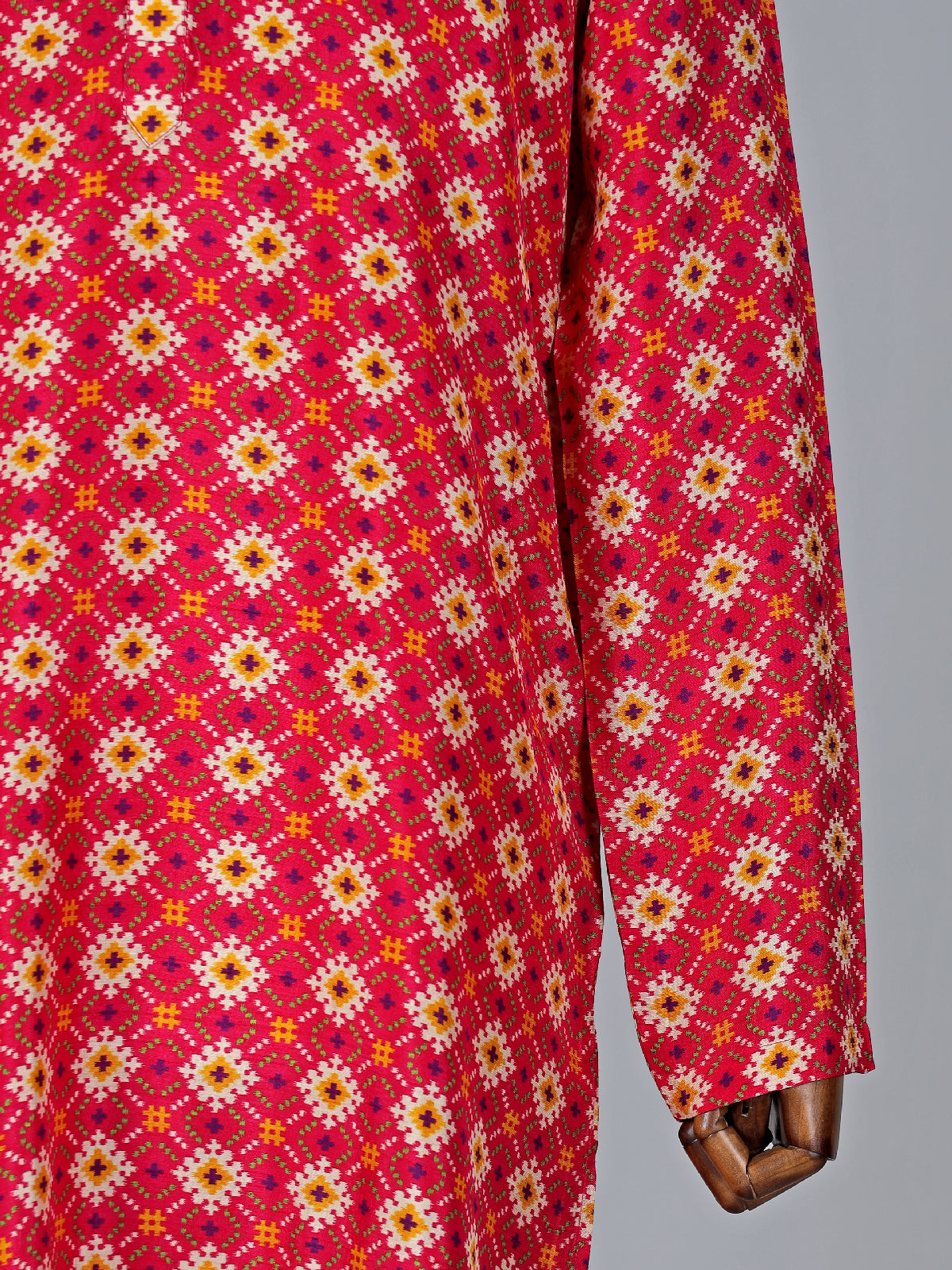 Latest red printed cotton kurta suit