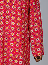 Latest red printed cotton kurta suit