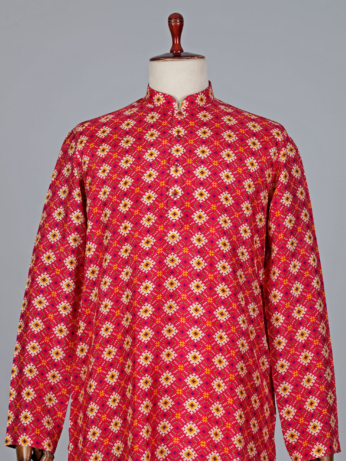 Latest red printed cotton kurta suit