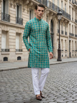 Rama green traditional printed kurta suit