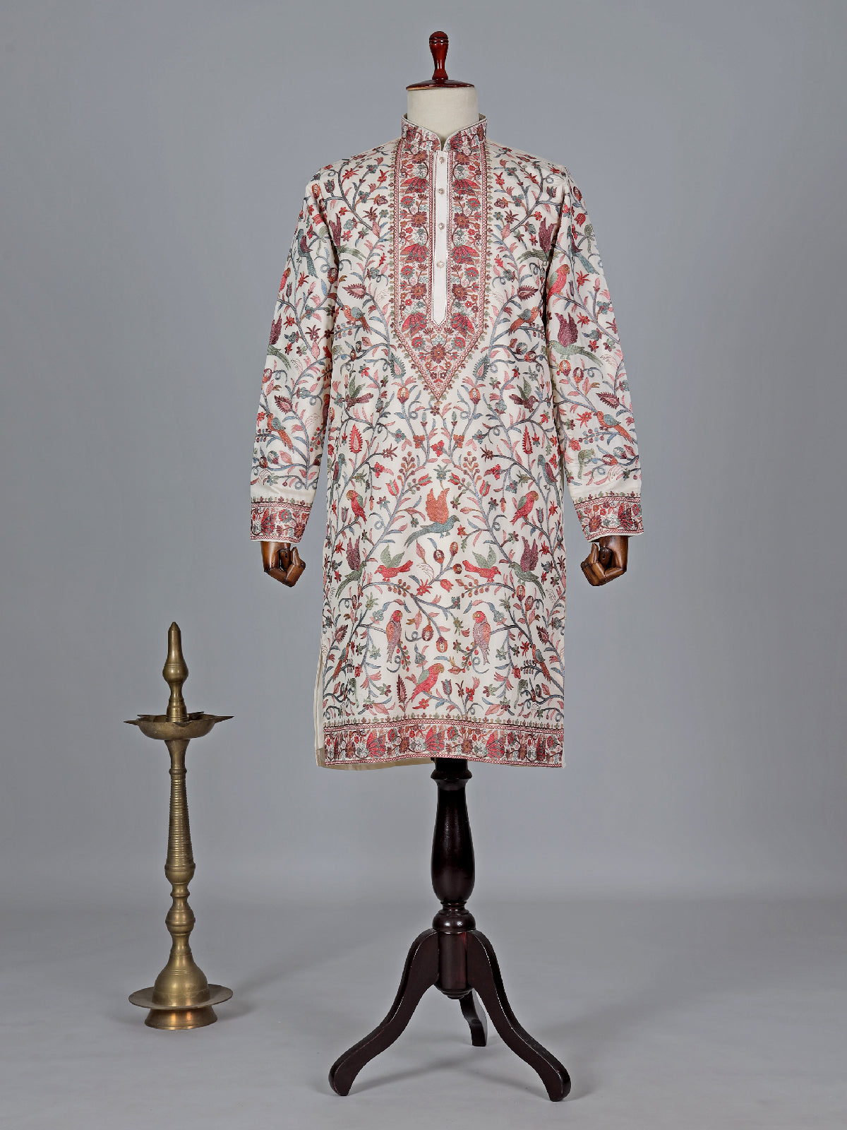 White embroidery silk kurta suit