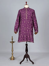 Wine raw silk embroidery kurta suit