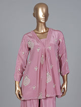 Rose pink georgette silk embroidered salwar suit