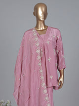 Rose pink georgette silk embroidered salwar suit