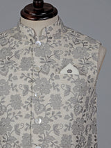 Cream cotton silk zari highlighted ethnic waistcoat