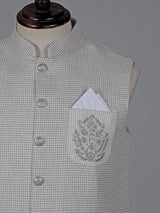 Beige chanderi silk waistcoat with sequins embroidery accent