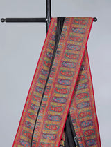 Black art pasmina silk embroidered saree with unstitched blouse