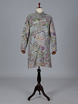 Grey cotton silk printed kurta suit with resham and sequin work