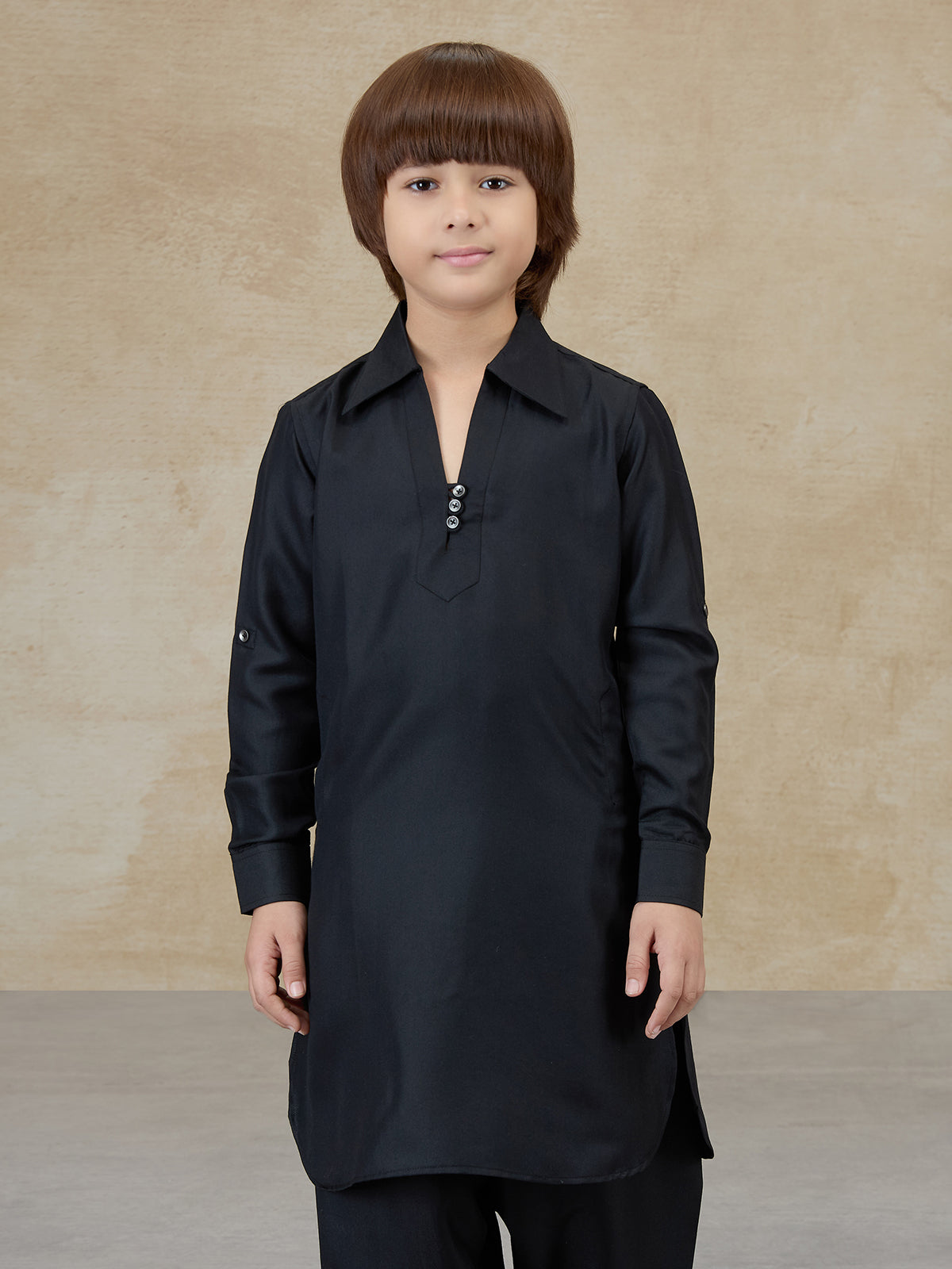 Classic black cotton pathani kurta salwar set