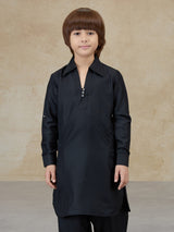 Classic black cotton pathani kurta salwar set