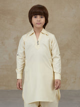 Light beige cotton pathani kurta salwar ensemble