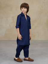 Navy cotton pathani kurta salwar traditional set