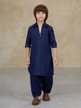 Navy cotton pathani kurta salwar traditional set