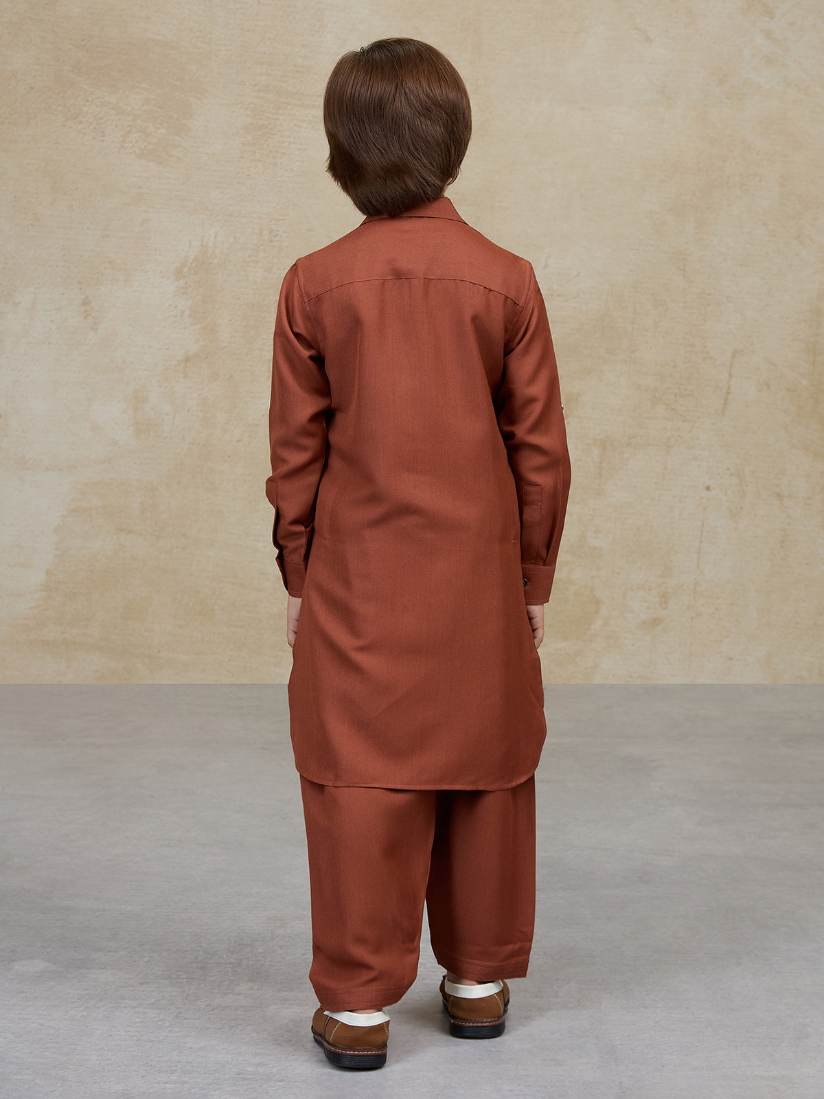 Brown cotton pathani kurta salwar ethnic set