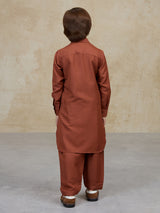 Brown cotton pathani kurta salwar ethnic set