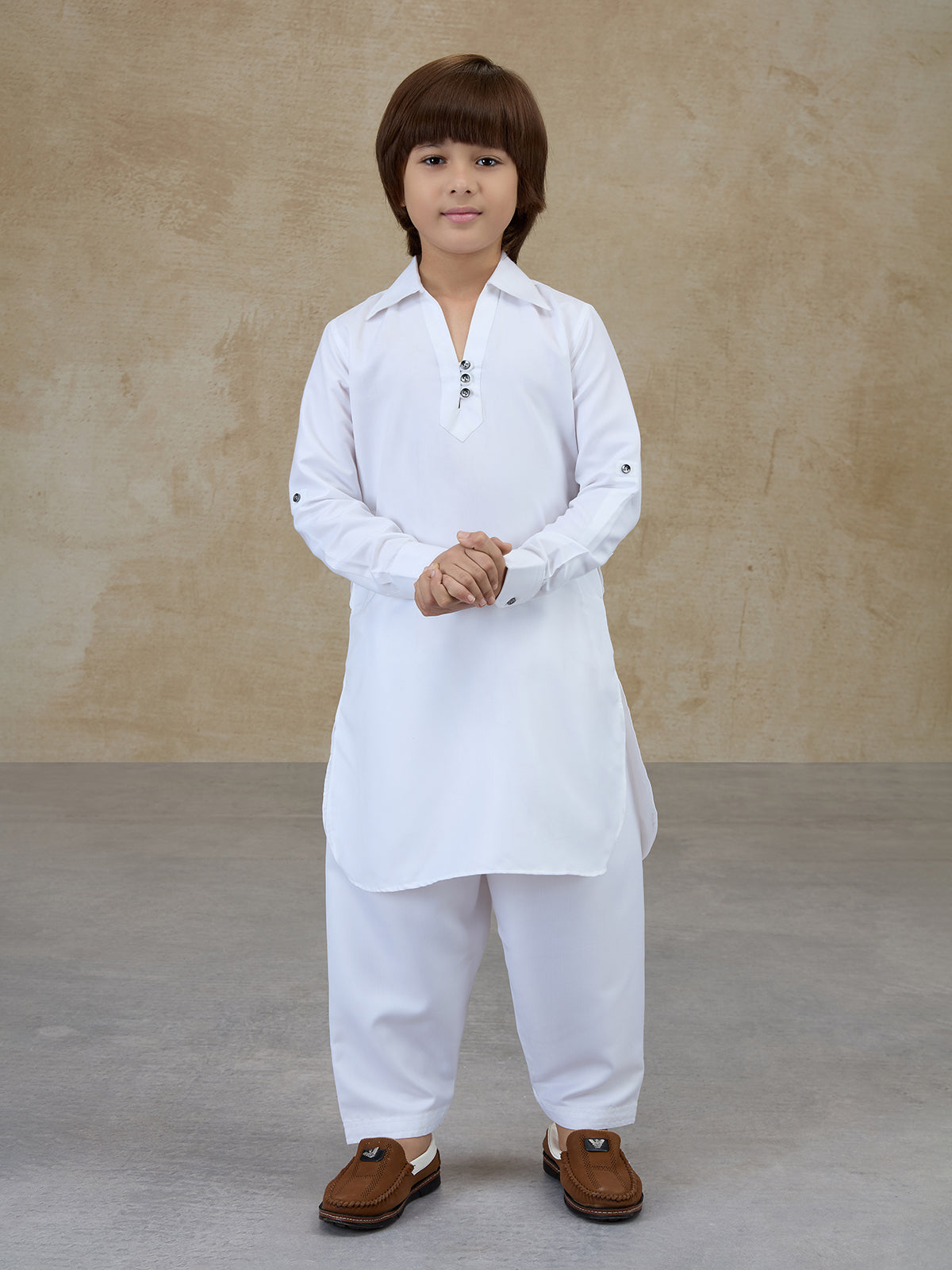 White cotton pathani kurta salwar festive set