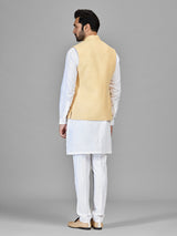 White waistcoat set for men weeding wear