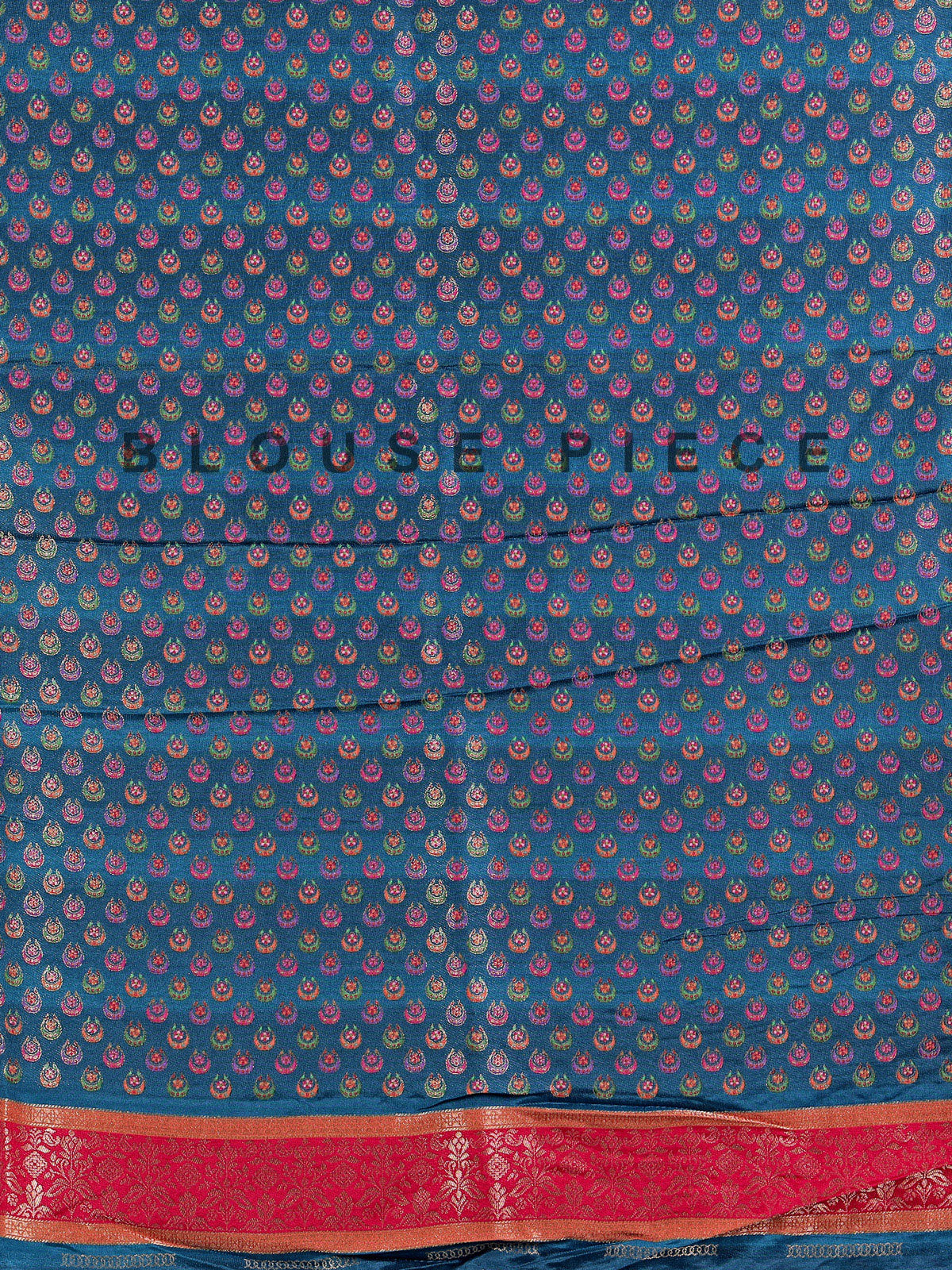 Rama blue wedding wear semi pashmina silk saree