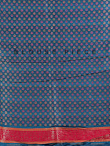 Rama blue wedding wear semi pashmina silk saree