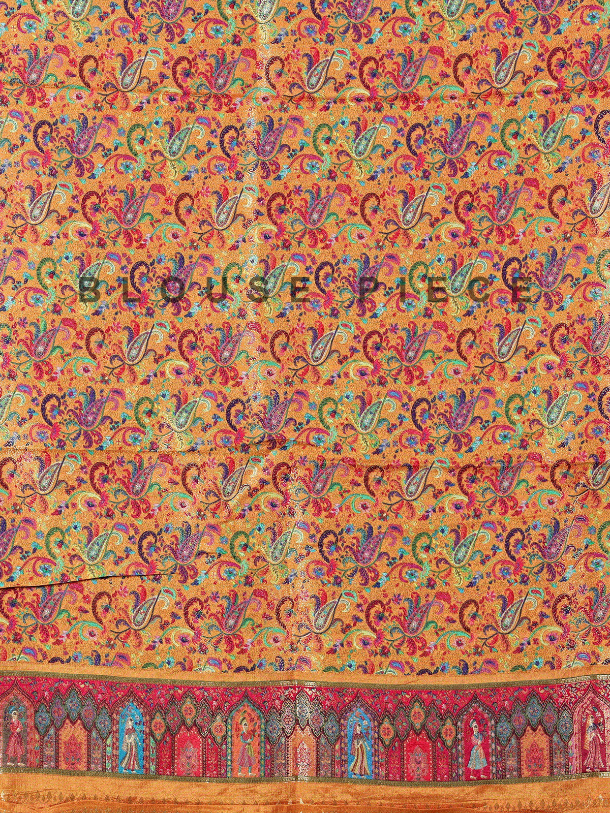 Mustard yellow semi pashmina silk saree