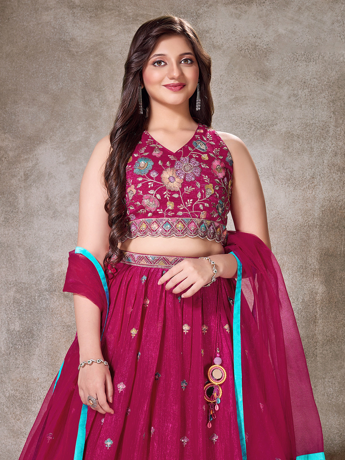 Maroon wedding wear lehenga choli for girls