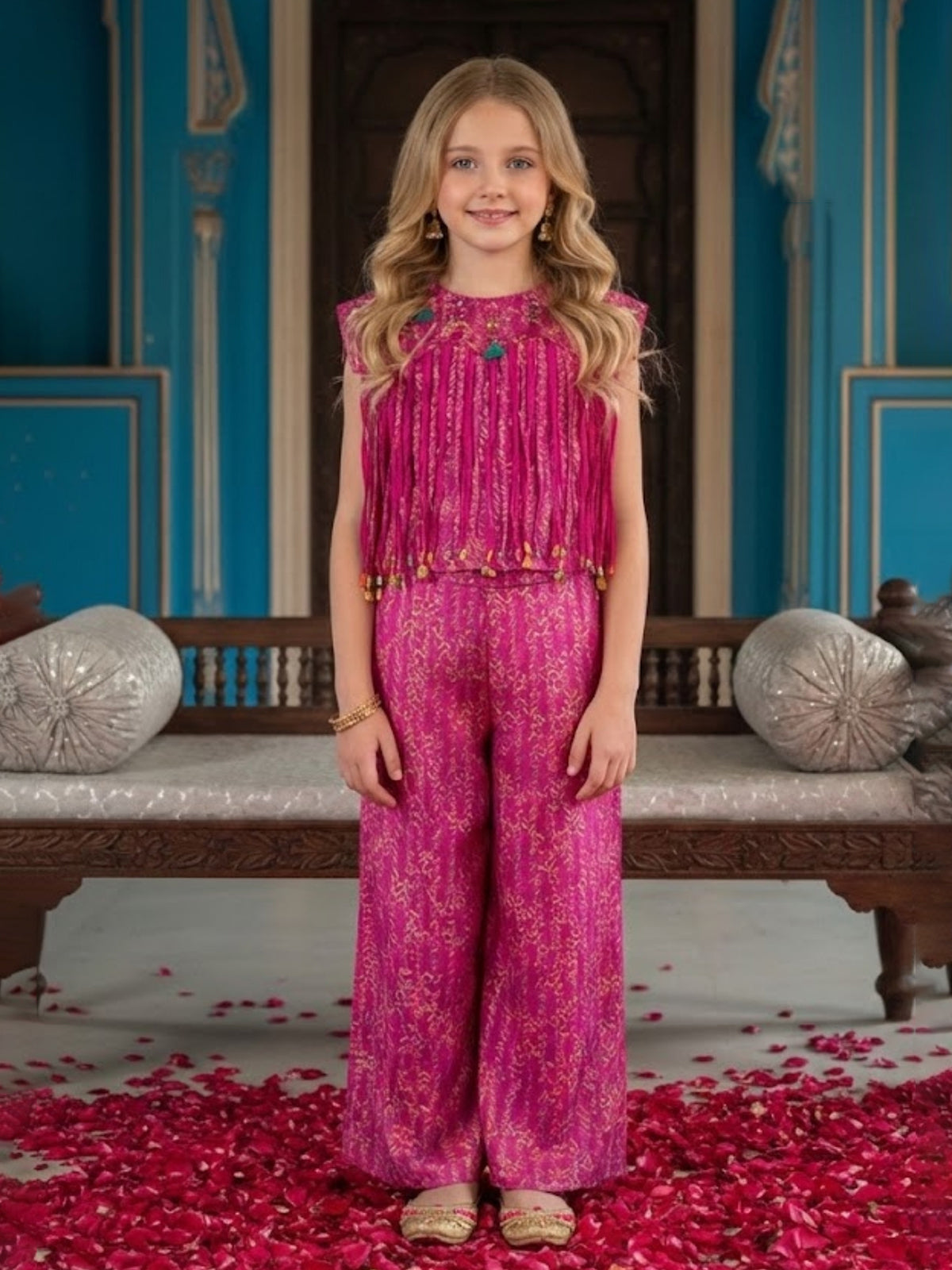 Pink festive wear cotton silk co ord set