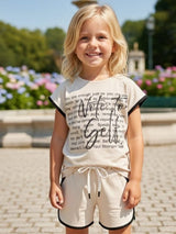 Off white cotton co ord set with shorts