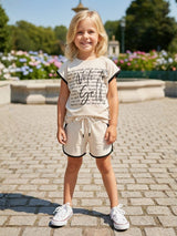Off white cotton co ord set with shorts